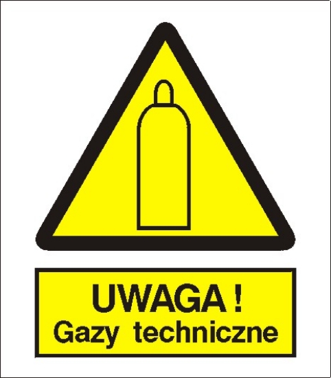 Ostrzeżenie przed gazami technicznymi